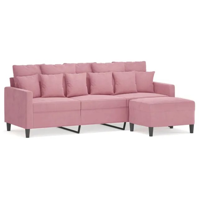 Canapé à 3 places avec repose-pieds Rose 180 cm Velours