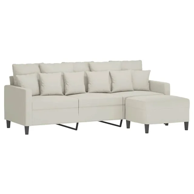 Canapé à 3 places avec repose-pieds Crème 180 cm Velours