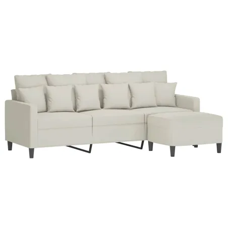 Canapé à 3 places avec repose-pieds Crème 180 cm Velours