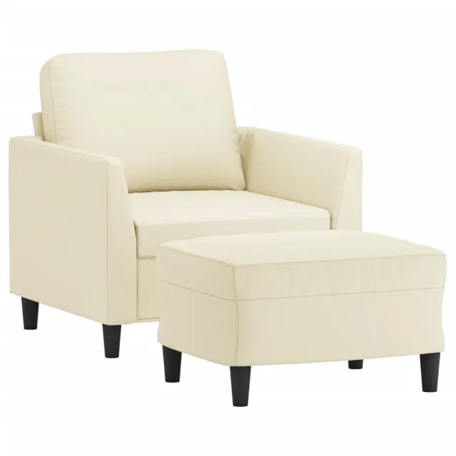 Fauteuil avec repose-pied Crème 60 cm Similicuir