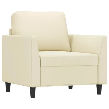 Fauteuil avec repose-pied Crème 60 cm Similicuir