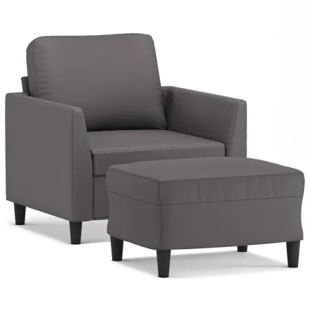 Fauteuil avec repose-pied Gris 60 cm Similicuir