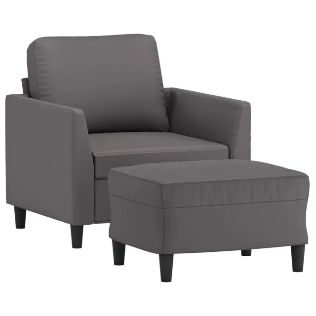Fauteuil avec repose-pied Gris 60 cm Similicuir