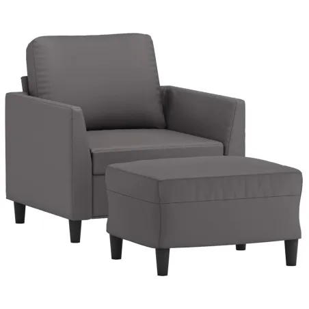 Fauteuil avec repose-pied Gris 60 cm Similicuir