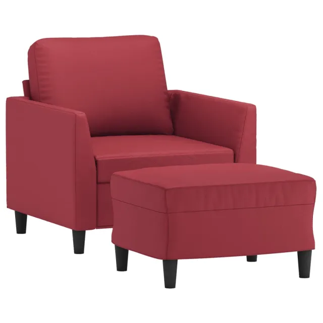 Fauteuil avec repose-pied Rouge bordeaux 60 cm Similicuir