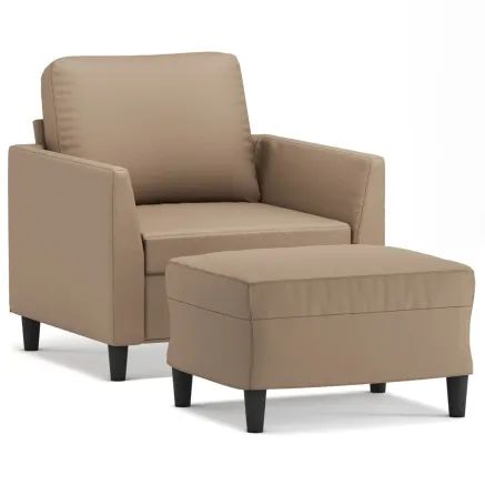 Fauteuil avec repose-pied Cappuccino 60 cm Similicuir 2