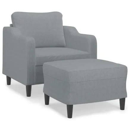 Fauteuil avec repose-pied Gris clair 60 cm Tissu 2