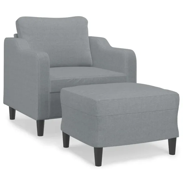 Fauteuil avec repose-pied Gris clair 60 cm Tissu