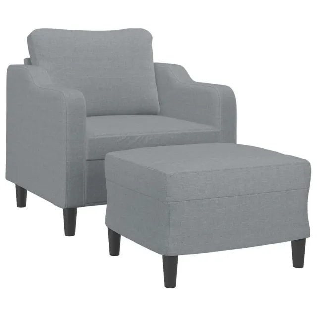 Fauteuil avec repose-pied Gris clair 60 cm Tissu