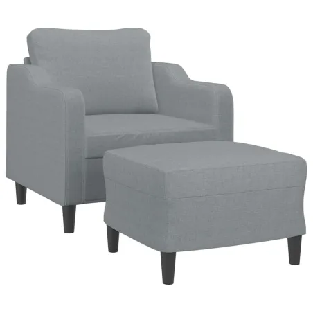 Fauteuil avec repose-pied Gris clair 60 cm Tissu