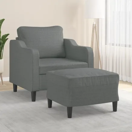 Fauteuil avec repose-pied Gris foncé 60 cm Tissu