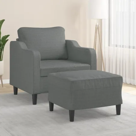 Fauteuil avec repose-pied Gris foncé 60 cm Tissu