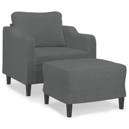 Fauteuil avec repose-pied Gris foncé 60 cm Tissu 2