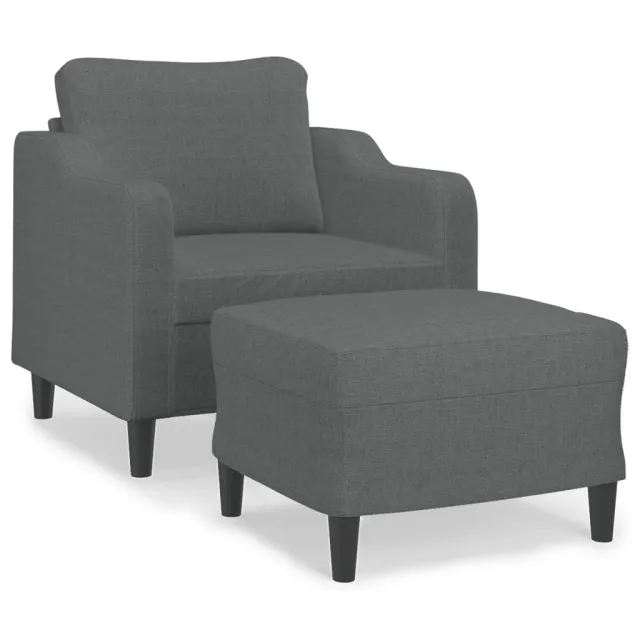 Fauteuil avec repose-pied Gris foncé 60 cm Tissu