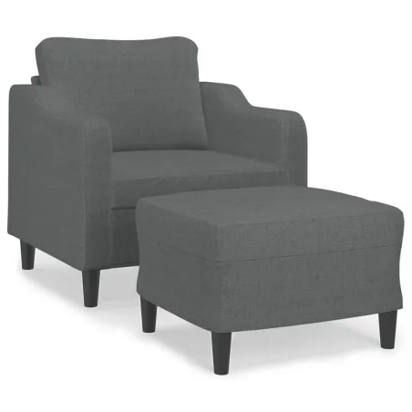 Fauteuil avec repose-pied Gris foncé 60 cm Tissu