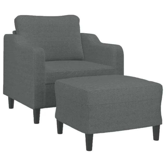 Fauteuil avec repose-pied Gris foncé 60 cm Tissu
