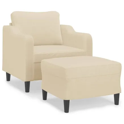 Fauteuil avec repose-pied Crème 60 cm Tissu 2