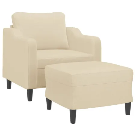 Fauteuil avec repose-pied Crème 60 cm Tissu