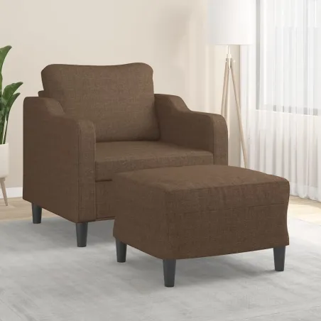 Fauteuil avec repose-pied Marron 60 cm Tissu