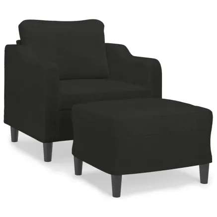 Fauteuil avec repose-pied Noir 60 cm Tissu 2