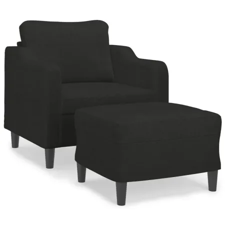 Fauteuil avec repose-pied Noir 60 cm Tissu