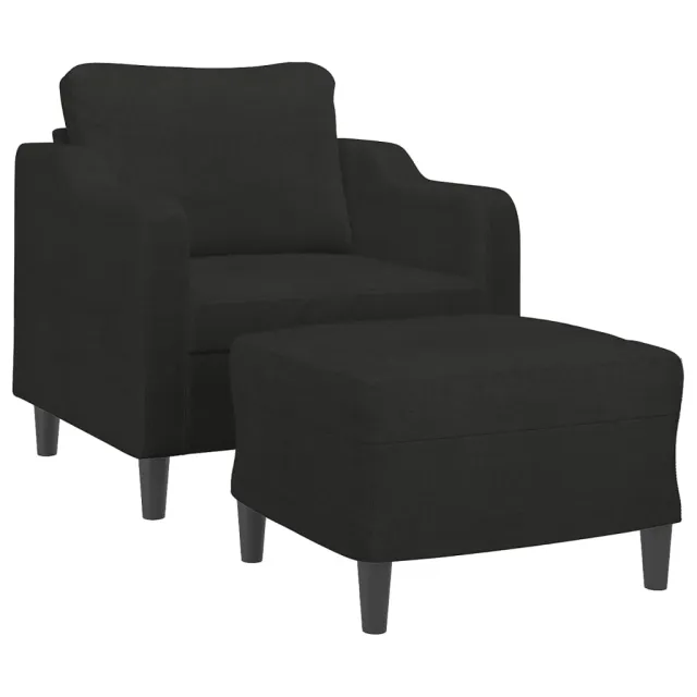 Fauteuil avec repose-pied Noir 60 cm Tissu