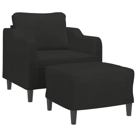 Fauteuil avec repose-pied Noir 60 cm Tissu
