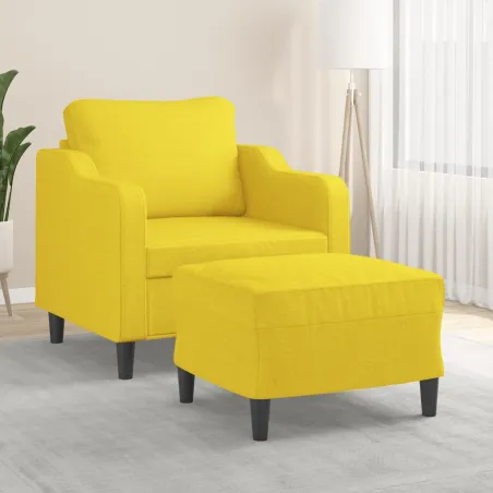 Fauteuil avec repose-pied Jaune clair 60 cm Tissu