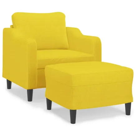 Fauteuil avec repose-pied Jaune clair 60 cm Tissu 2