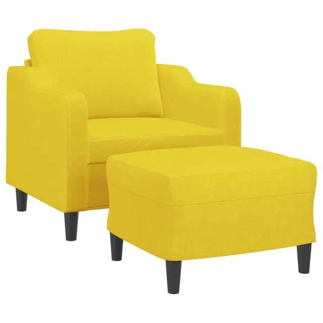 Fauteuil avec repose-pied Jaune clair 60 cm Tissu