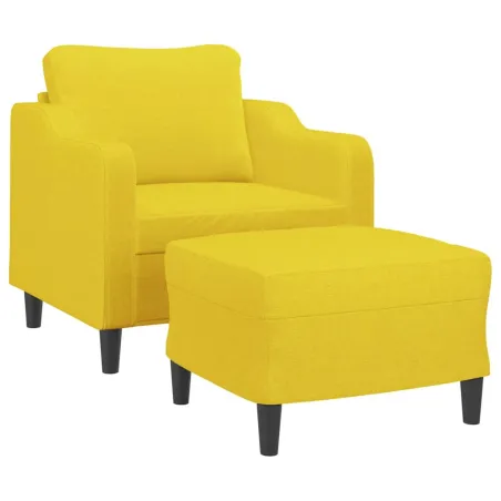 Fauteuil avec repose-pied Jaune clair 60 cm Tissu