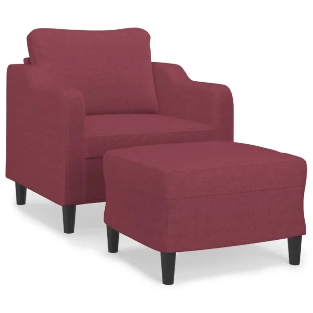 Fauteuil avec repose-pied Rouge bordeaux 60 cm Tissu