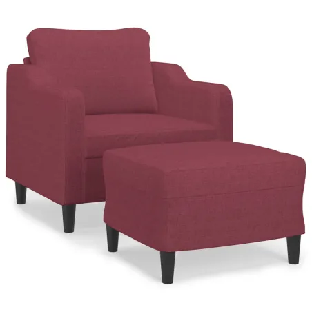 Fauteuil avec repose-pied Rouge bordeaux 60 cm Tissu