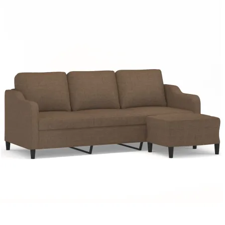 Canapé à 3 places avec repose-pieds Marron 180 cm Tissu