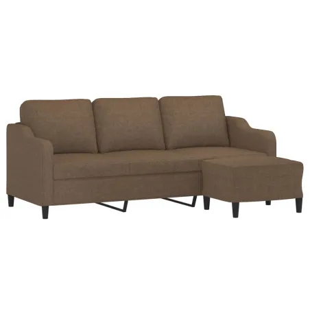 Canapé à 3 places avec repose-pieds Marron 180 cm Tissu