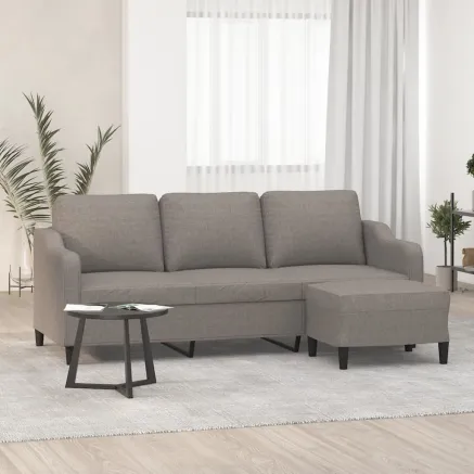 Canapé à 3 places avec repose-pieds Taupe 180 cm Tissu