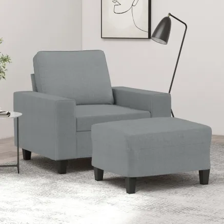 Fauteuil avec repose-pied Gris clair 60 cm Tissu