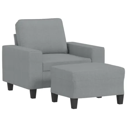 Fauteuil avec repose-pied Gris clair 60 cm Tissu 2