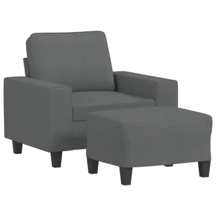 Fauteuil avec repose-pied Gris foncé 60 cm Tissu 2