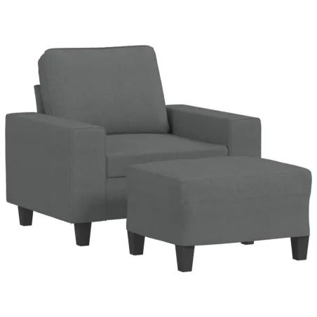 Fauteuil avec repose-pied Gris foncé 60 cm Tissu