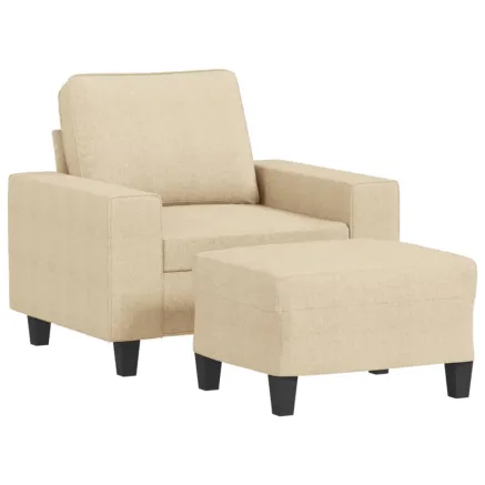 Fauteuil avec repose-pied Crème 60 cm Tissu 2