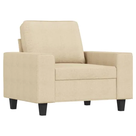 Fauteuil avec repose-pied Crème 60 cm Tissu