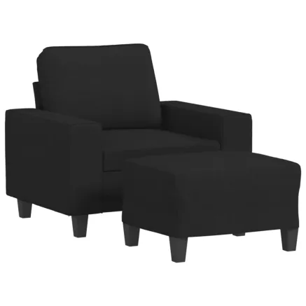 Fauteuil avec repose-pied Noir 60 cm Tissu 2