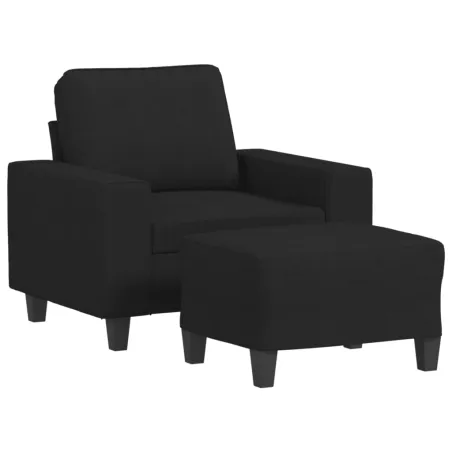 Fauteuil avec repose-pied Noir 60 cm Tissu