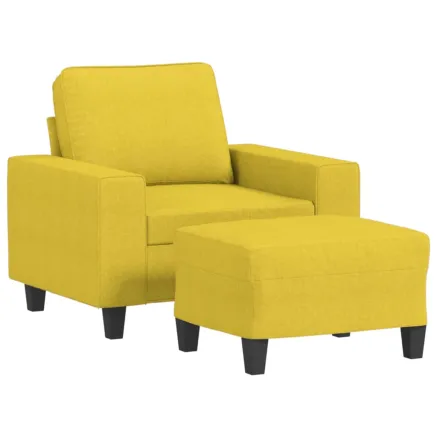 Fauteuil avec repose-pied Jaune clair 60 cm Tissu 2