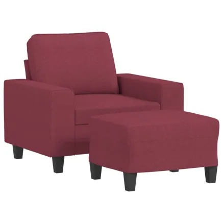 Fauteuil avec repose-pied Rouge bordeaux 60 cm Tissu 2