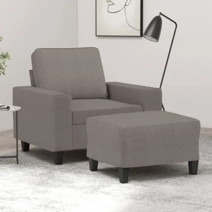 Fauteuil avec repose-pied Taupe 60 cm Tissu