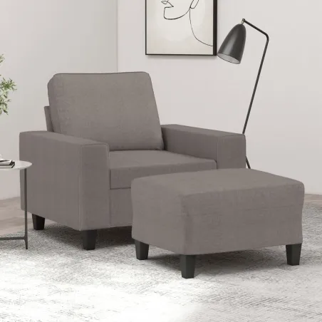 Fauteuil avec repose-pied Taupe 60 cm Tissu
