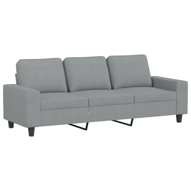 Canapé à 3 places avec repose-pieds Gris clair 180 cm Tissu