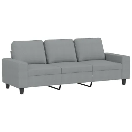 Canapé à 3 places avec repose-pieds Gris clair 180 cm Tissu